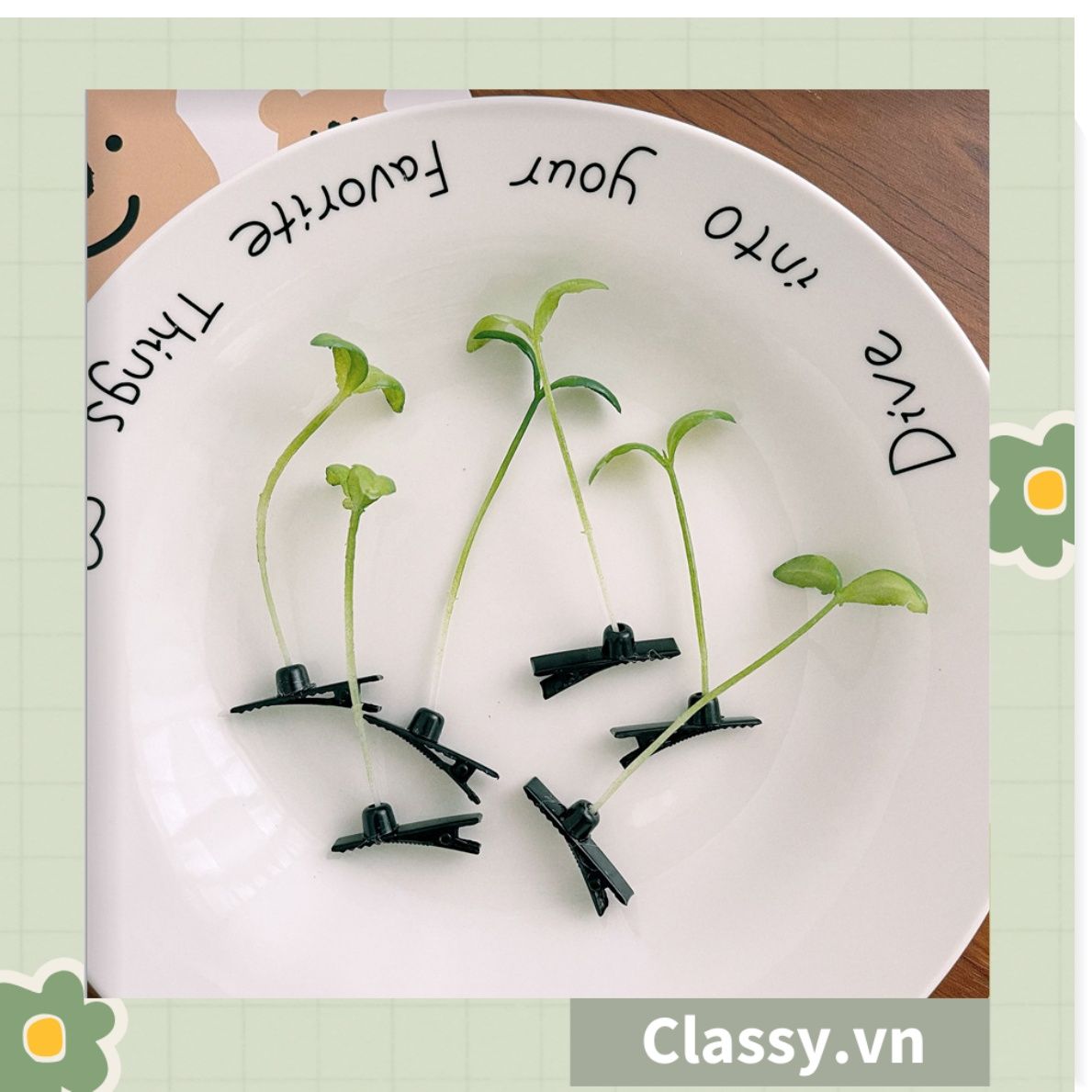  [GIAO HÀNG 7-25 NGÀY]  Classy Kẹp tóc tinh nghịch hình mầm đậu xanh đơn giản tinh nghịch dùng để tặng bạn bè, làm đồ chơi hot tiktok PK1680 