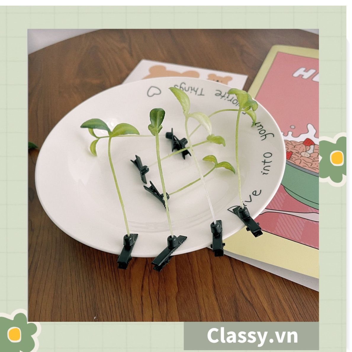  [GIAO HÀNG 7-25 NGÀY]  Classy Kẹp tóc tinh nghịch hình mầm đậu xanh đơn giản tinh nghịch dùng để tặng bạn bè, làm đồ chơi hot tiktok PK1680 