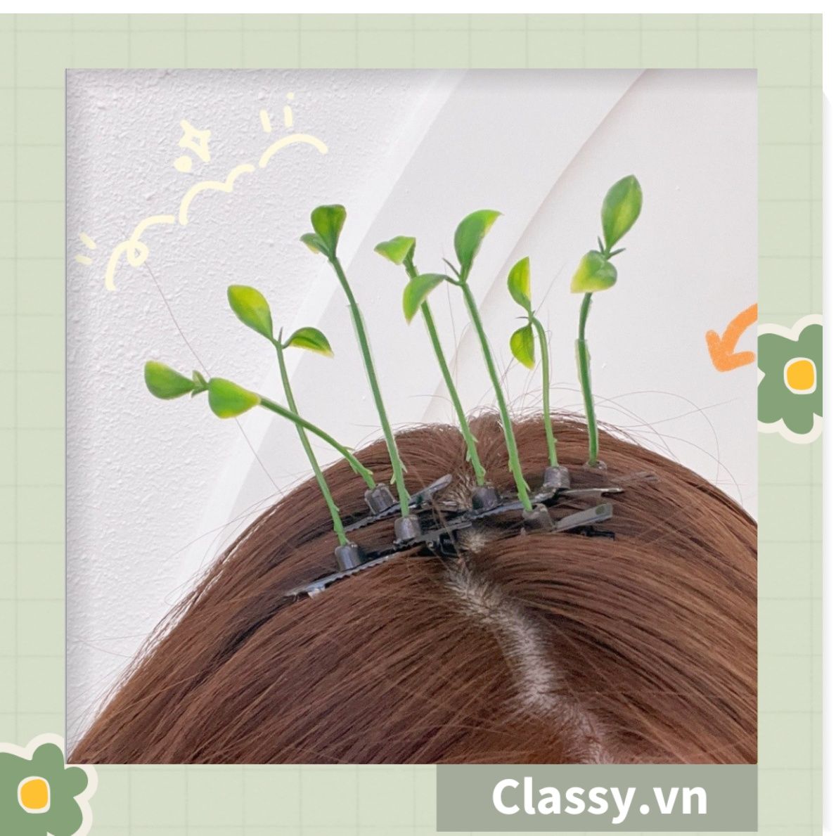  [GIAO HÀNG 7-25 NGÀY]  Classy Kẹp tóc tinh nghịch hình mầm đậu xanh đơn giản tinh nghịch dùng để tặng bạn bè, làm đồ chơi hot tiktok PK1680 