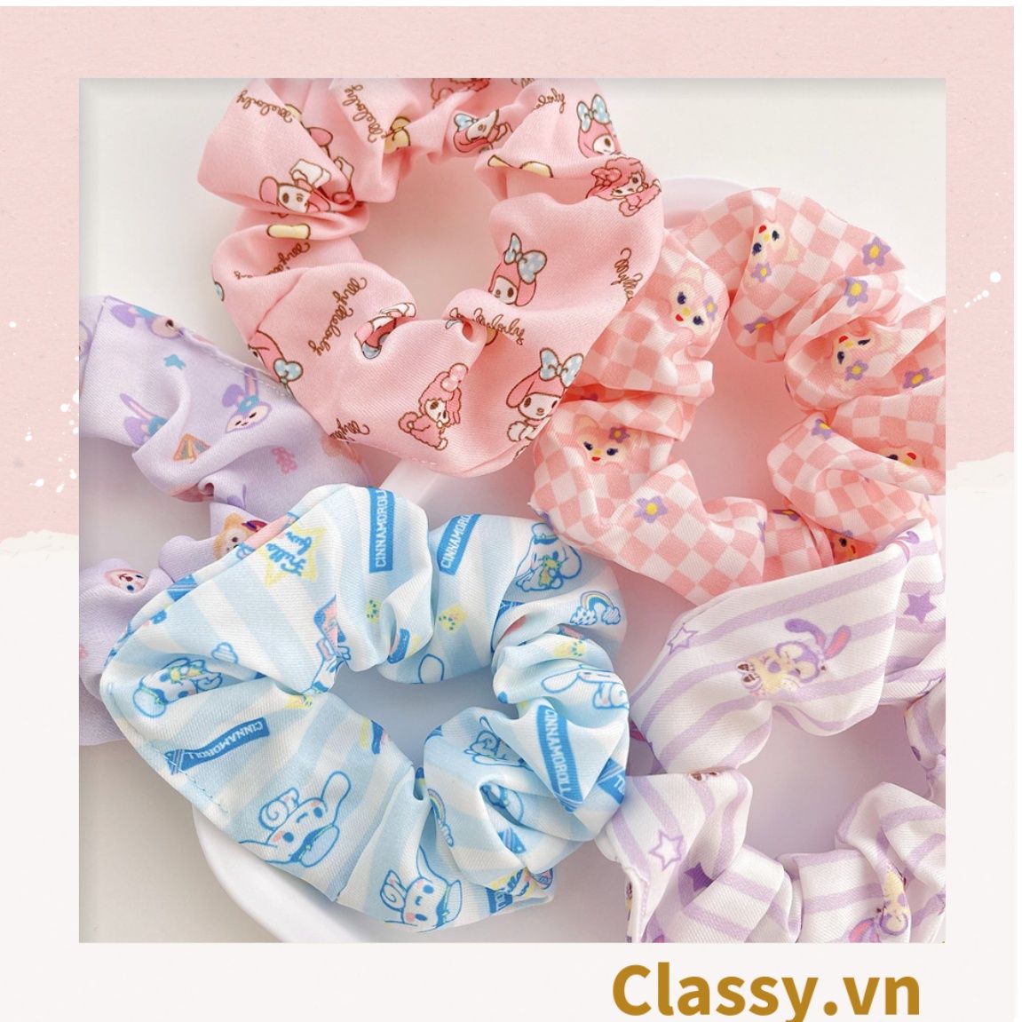 Cột tóc Scrunchies 2 lớp Hoa Cúc Họa Mi Galaxy Sao Cầu vồng 7 màu hai #39 Cột tóc Scrunchies 2 lớp Hoa Cúc Họa Mi Galaxy Sao Cầu vồng 7 màu hai