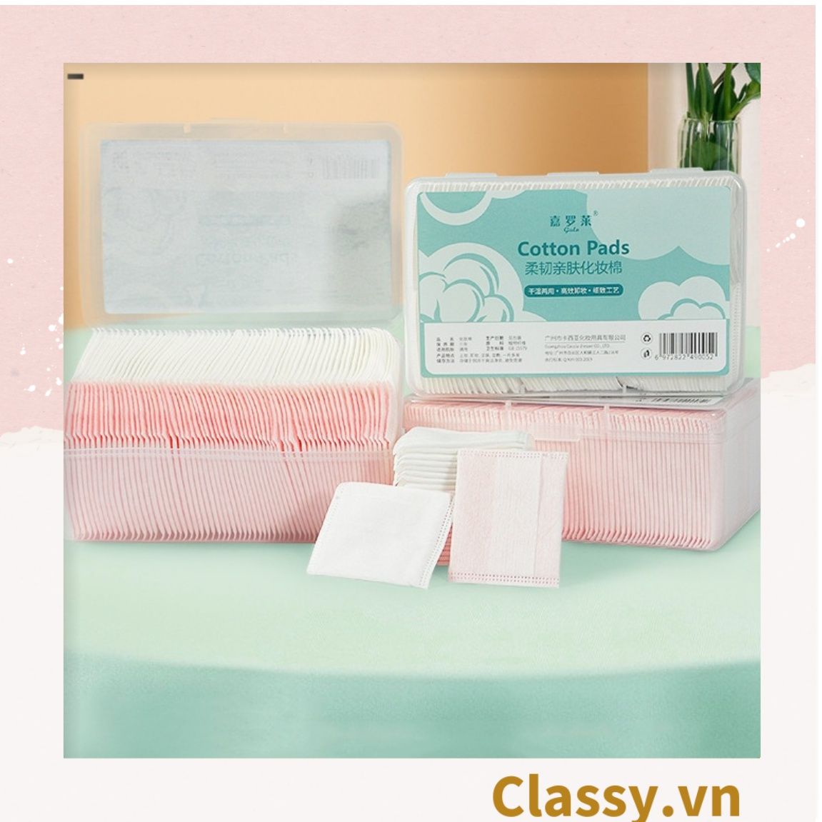  120 miếng Bông Tẩy Trang Cotton Pads Classy chất liệu Cotton bỏ túi du lịch tiện lợi đựng trong hộp nhựa PK1684 