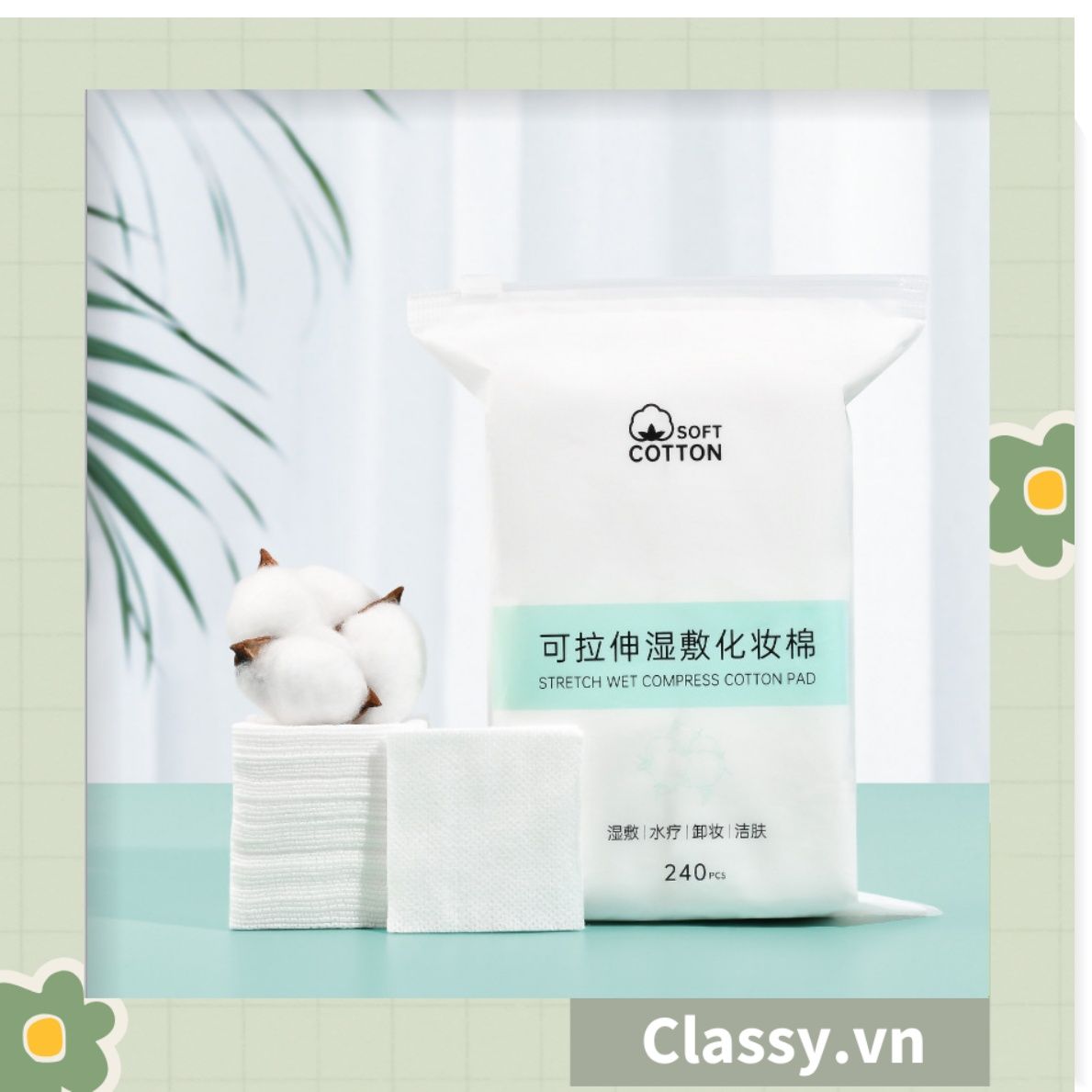  120 miếng Bông Tẩy Trang Cotton Pads Classy chất liệu Cotton bỏ túi du lịch tiện lợi đựng trong hộp nhựa PK1684 