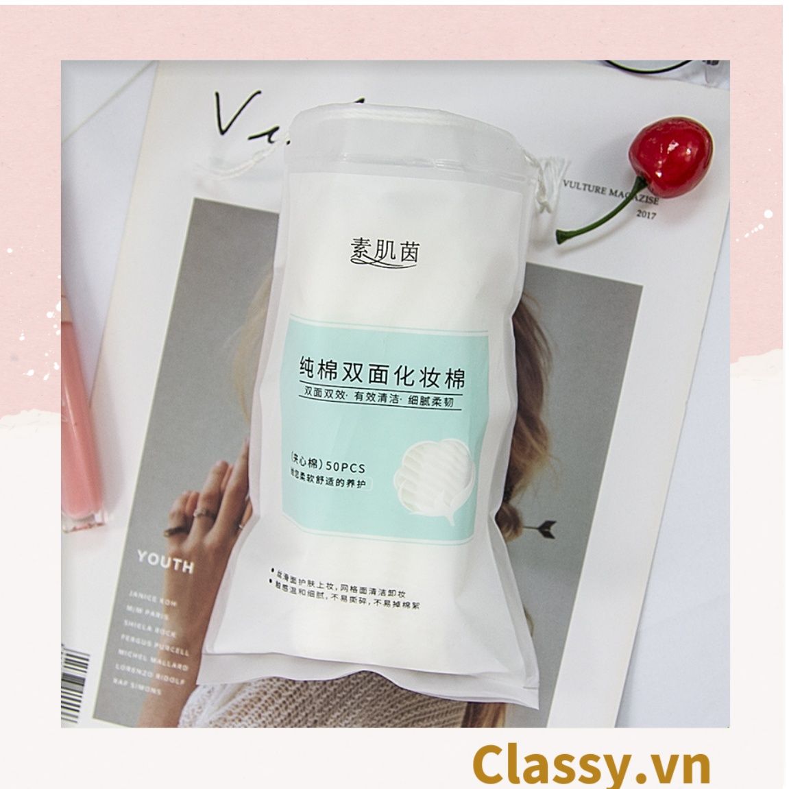  120 miếng Bông Tẩy Trang Cotton Pads Classy chất liệu Cotton bỏ túi du lịch tiện lợi đựng trong hộp nhựa PK1684 