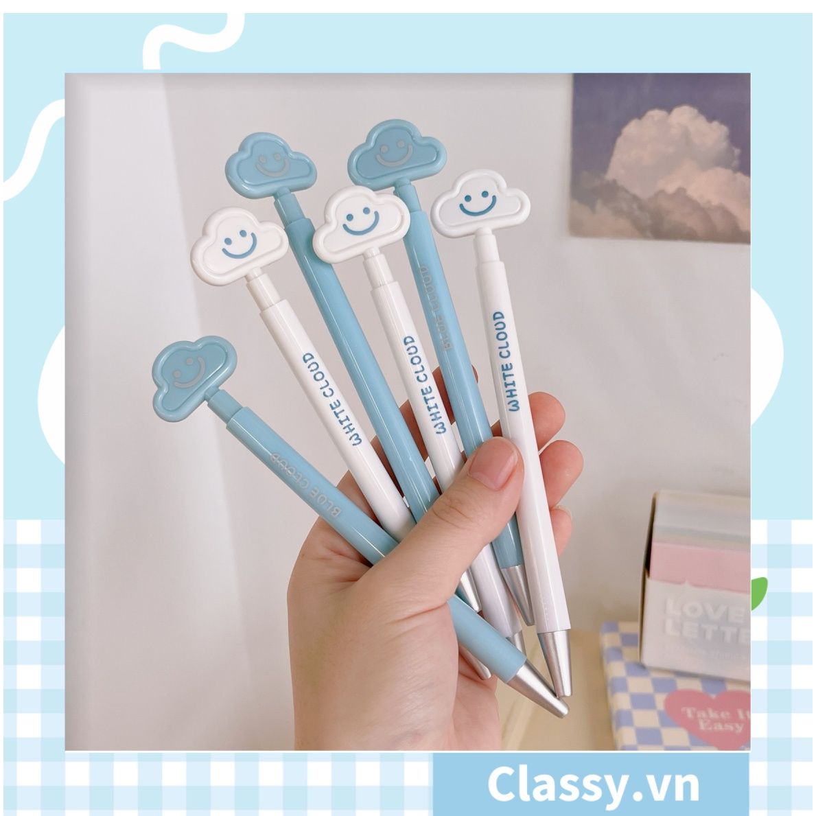  [GIAO HÀNG 7-25 NGÀY]  Classy  Bút Mực gel Bút Bi Ngòi 0.5mm In Hình Đám Mây Hoạt Hình mẫu hot mùa hè G1687 