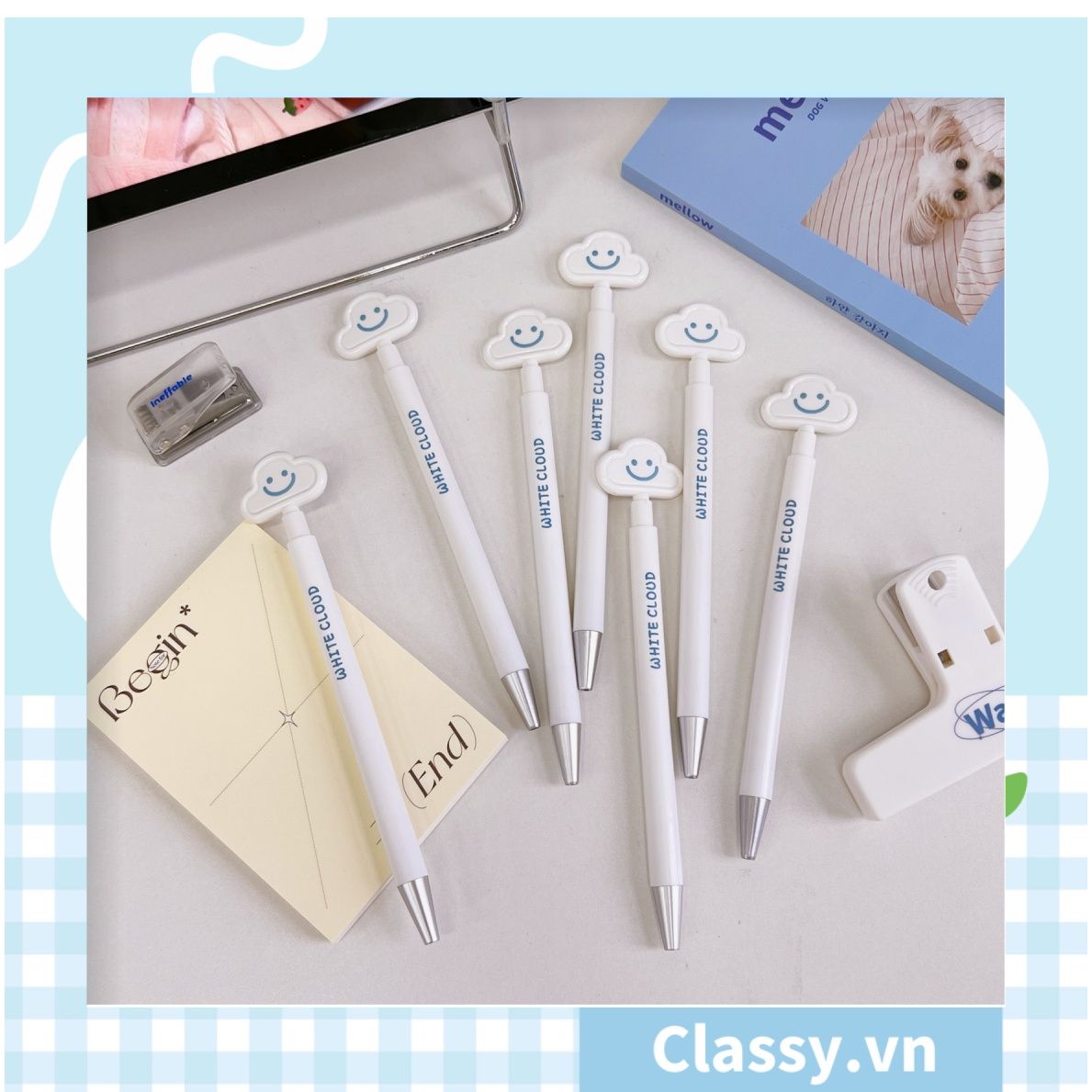  [GIAO HÀNG 7-25 NGÀY]  Classy  Bút Mực gel Bút Bi Ngòi 0.5mm In Hình Đám Mây Hoạt Hình mẫu hot mùa hè G1687 