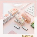  [GIAO HÀNG 7-25 NGÀY]  Classy Bộ 400 Ghim bấm giấy dập ghim màu hồng đào xinh xắn, đi kèm bấm giấy văn phòng phẩm tiện lợi PK1694 