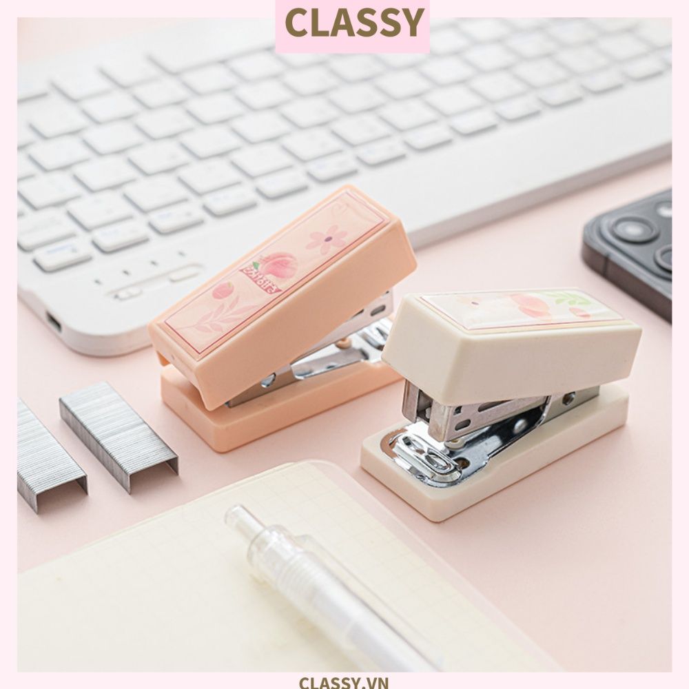  [GIAO HÀNG 7-25 NGÀY]  Classy Bộ 400 Ghim bấm giấy dập ghim màu hồng đào xinh xắn, đi kèm bấm giấy văn phòng phẩm tiện lợi PK1694 