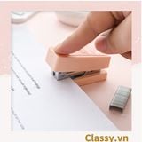  [GIAO HÀNG 7-25 NGÀY]  Classy Bộ 400 Ghim bấm giấy dập ghim màu hồng đào xinh xắn, đi kèm bấm giấy văn phòng phẩm tiện lợi PK1694 