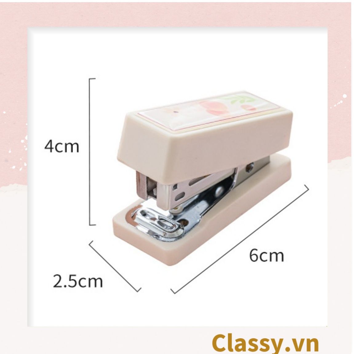  [GIAO HÀNG 7-25 NGÀY]  Classy Bộ 400 Ghim bấm giấy dập ghim màu hồng đào xinh xắn, đi kèm bấm giấy văn phòng phẩm tiện lợi PK1694 