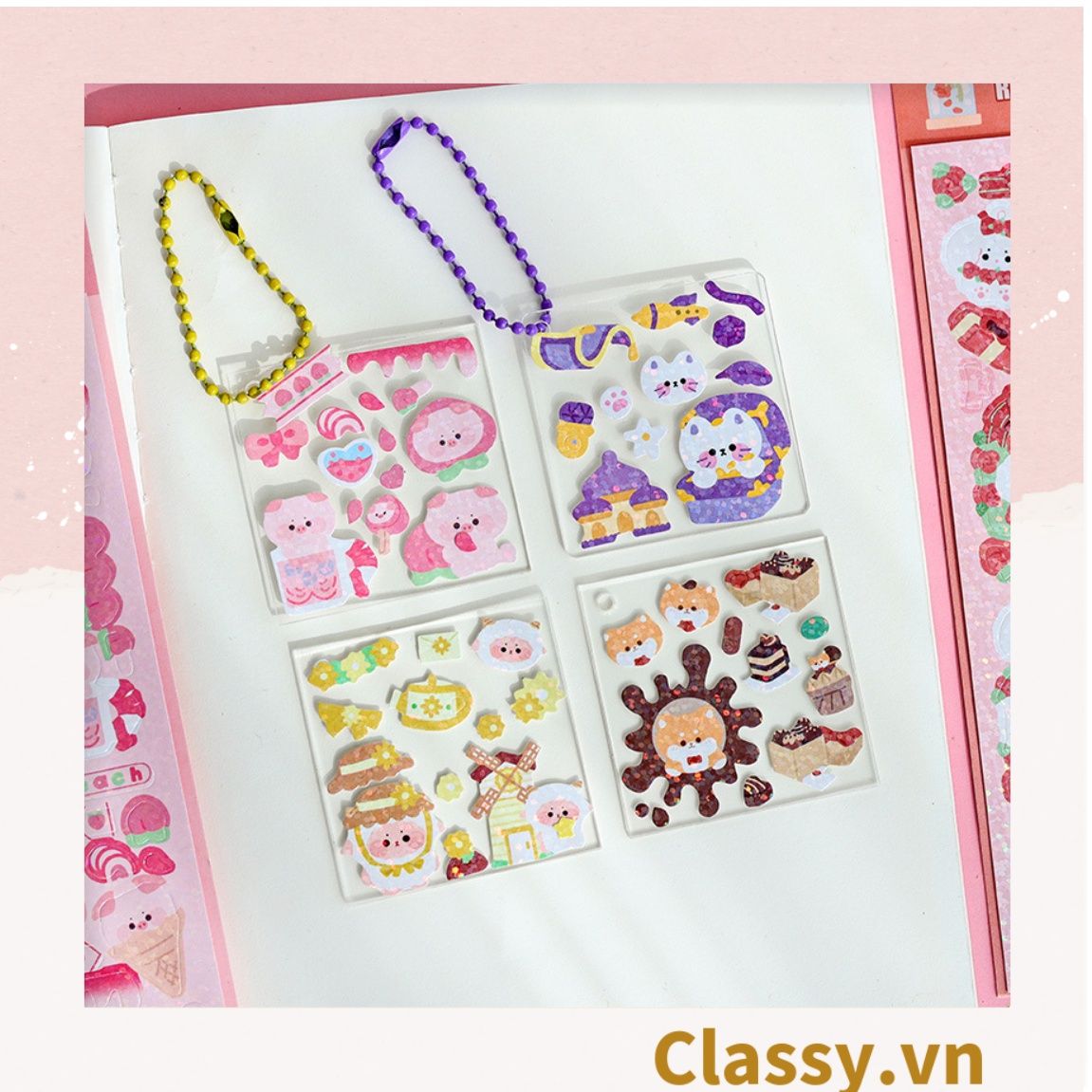  [GIAO HÀNG 7-4515 NGÀY]  Classy Sticker Hoạt Hình Lấp Lánh Xinh Xắn Theo Phong Cách Hàn Quốc PK1700 