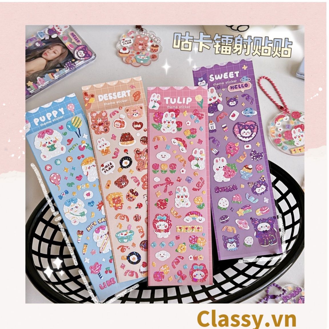  [GIAO HÀNG 7-4515 NGÀY]  Classy Sticker Hoạt Hình Lấp Lánh Xinh Xắn Theo Phong Cách Hàn Quốc PK1700 