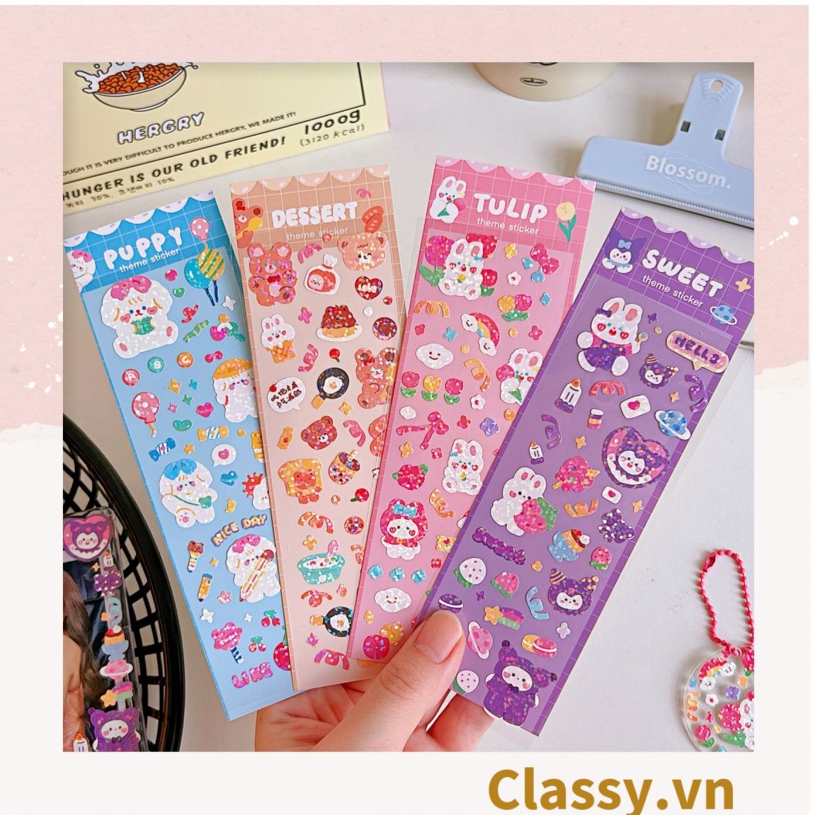  [GIAO HÀNG 7-4515 NGÀY]  Classy Sticker Hoạt Hình Lấp Lánh Xinh Xắn Theo Phong Cách Hàn Quốc PK1700 