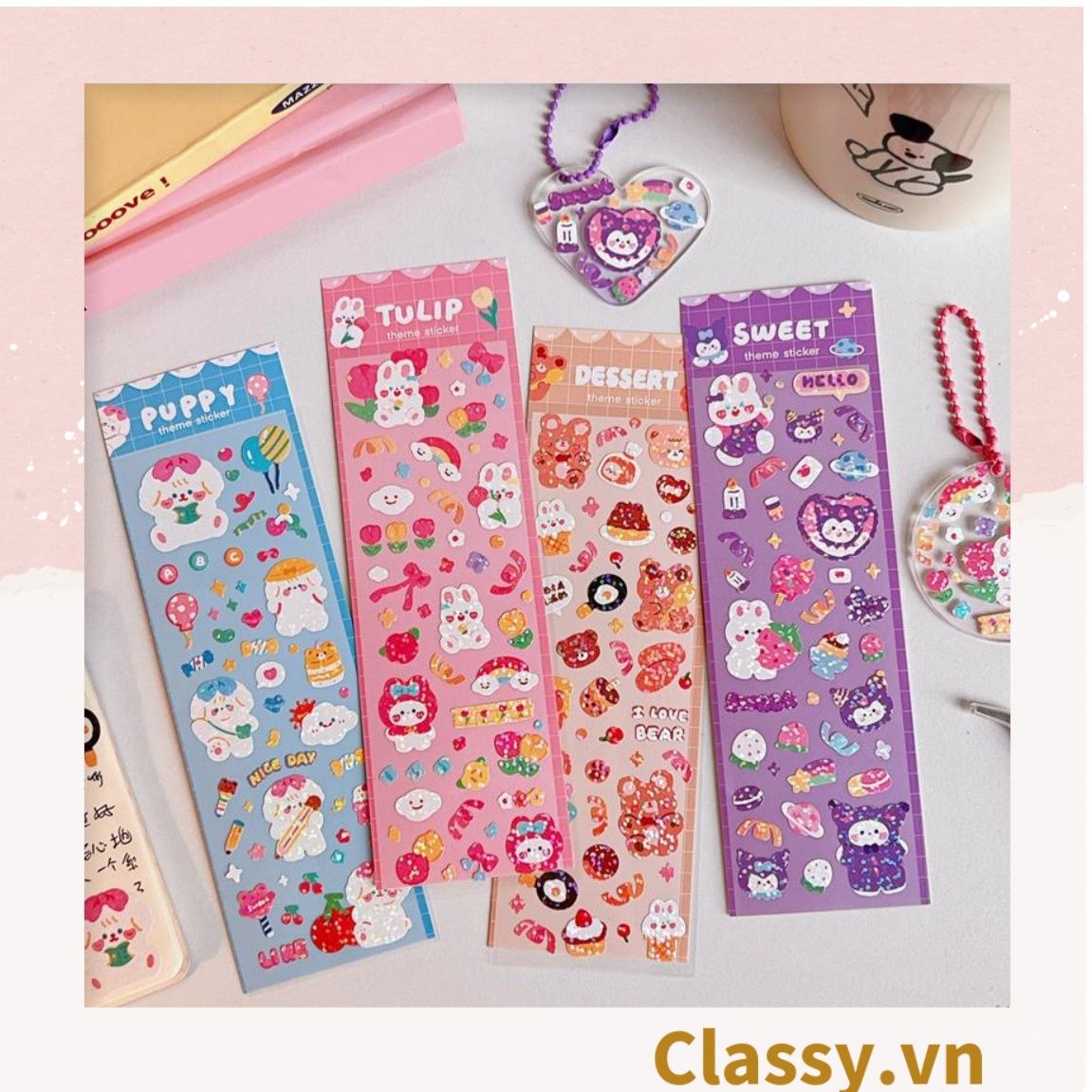  [GIAO HÀNG 7-4515 NGÀY]  Classy Sticker Hoạt Hình Lấp Lánh Xinh Xắn Theo Phong Cách Hàn Quốc PK1700 
