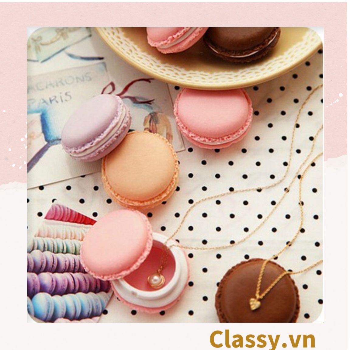  [GIAO HÀNG 7-25 NGÀY]  Hộp đựng trang sức, bông tai khuyên tai hoặc phụ kiện hoặc tai nghe hình bánh Macaron PK1713 