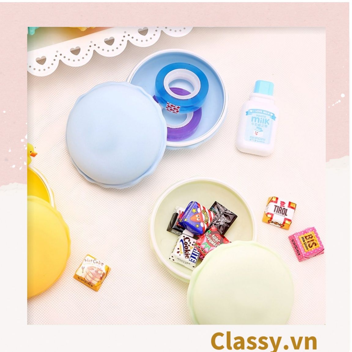  [GIAO HÀNG 7-25 NGÀY]  Hộp đựng trang sức, bông tai khuyên tai hoặc phụ kiện hoặc tai nghe hình bánh Macaron PK1713 