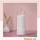  [GIAO HÀNG 7-25 NGÀY]  Hộp trụ tròn có nắp đựng tăm bông, bông tẩy trang, mỹ phẩm, hộp đựng trang sức chất liệu mica trong suốt tiện lợi, vệ sinh PK1715 