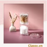  [GIAO HÀNG 7-25 NGÀY]  Hộp trụ tròn có nắp đựng tăm bông, bông tẩy trang, mỹ phẩm, hộp đựng trang sức chất liệu mica trong suốt tiện lợi, vệ sinh PK1715 