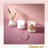  [GIAO HÀNG 7-25 NGÀY]  Hộp trụ tròn có nắp đựng tăm bông, bông tẩy trang, mỹ phẩm, hộp đựng trang sức chất liệu mica trong suốt tiện lợi, vệ sinh PK1715 