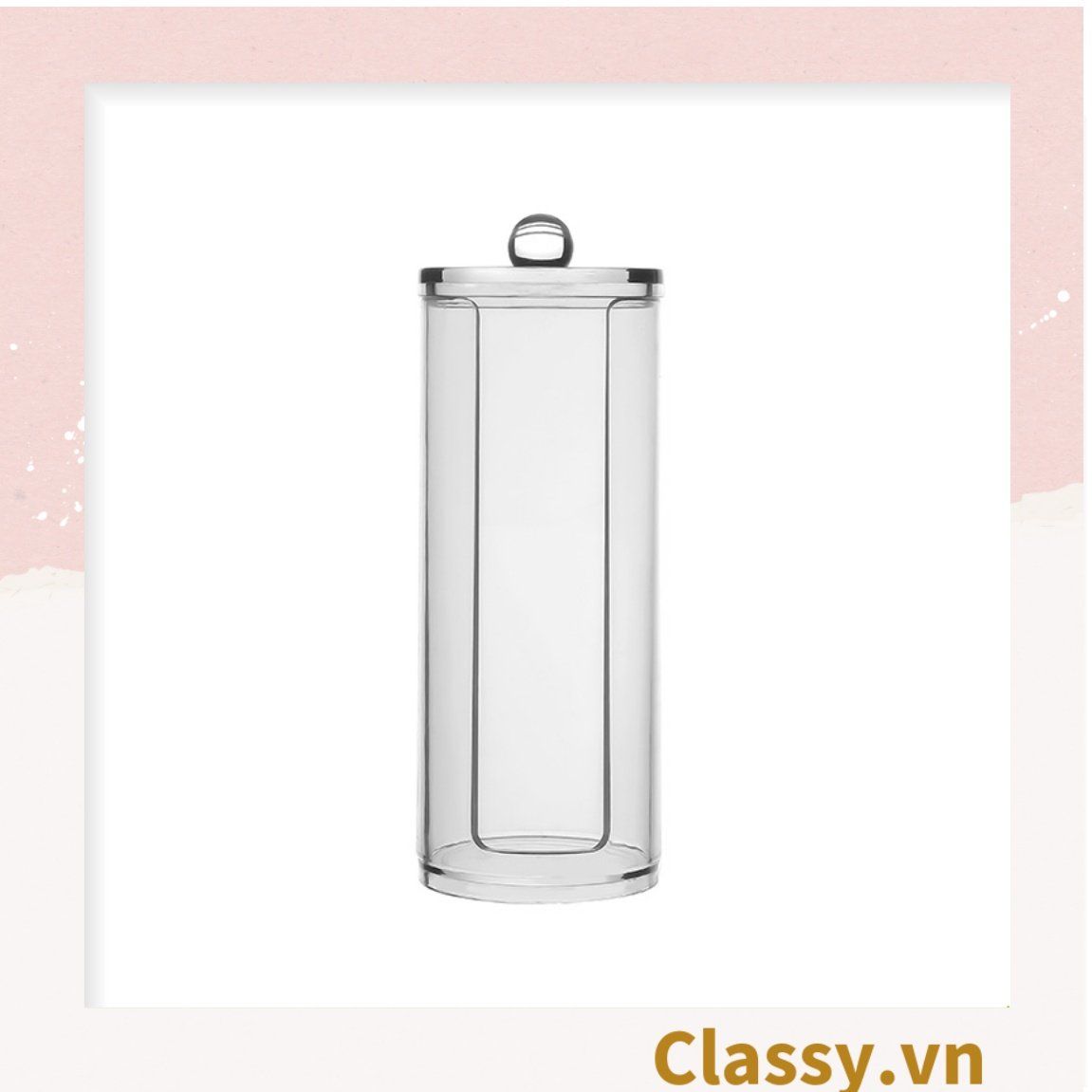  [GIAO HÀNG 7-25 NGÀY]  Hộp trụ tròn có nắp đựng tăm bông, bông tẩy trang, mỹ phẩm, hộp đựng trang sức chất liệu mica trong suốt tiện lợi, vệ sinh PK1715 