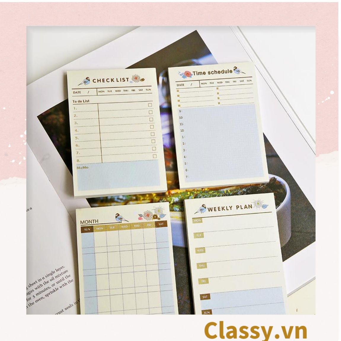  60 miếng Classy Planner và Checklist phiên bản layout tuần, tháng chia khung cho học sinh, nhân viên văn phòng PK1723 