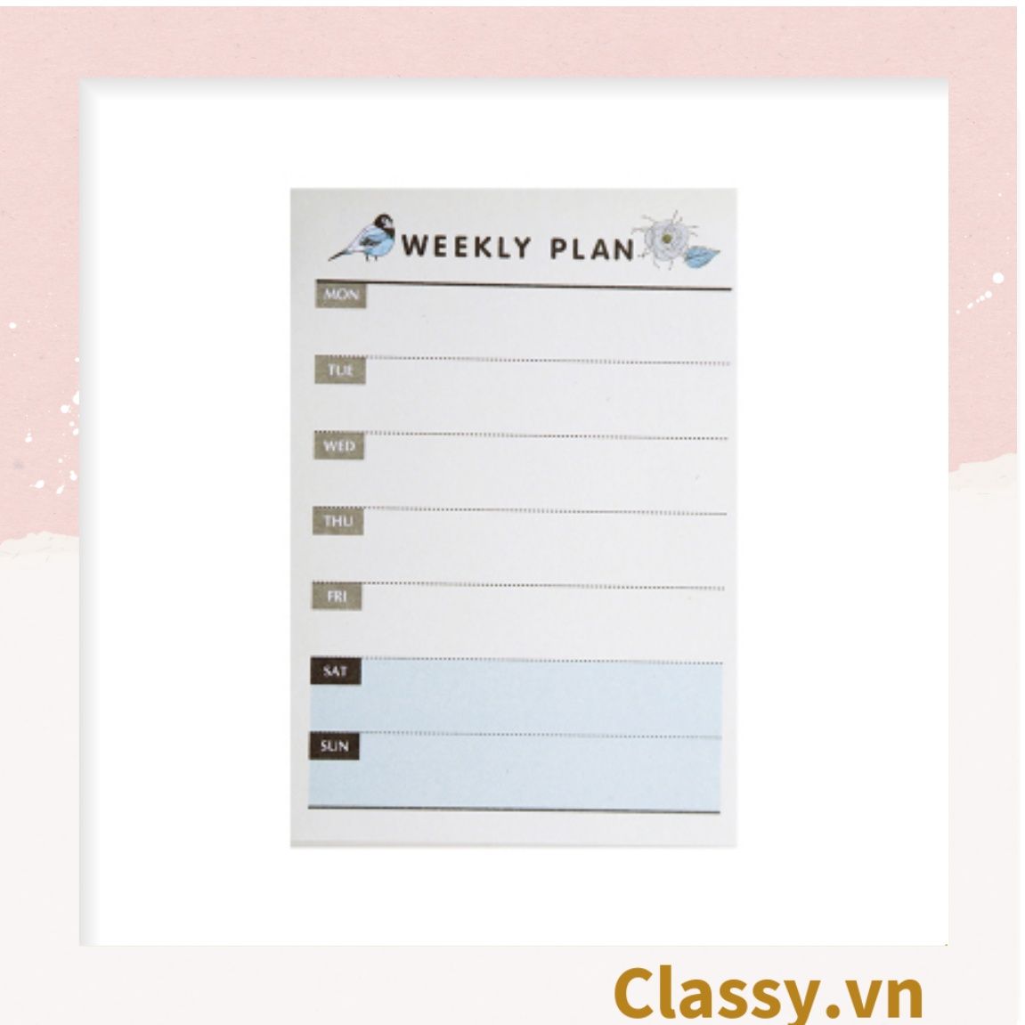  60 miếng Classy Planner và Checklist phiên bản layout tuần, tháng chia khung cho học sinh, nhân viên văn phòng PK1723 