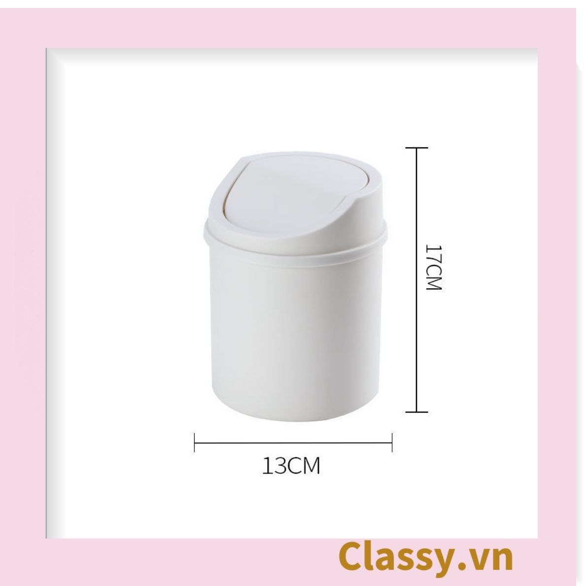  (THÙNG TRƠN) Thùng rác mini, hộp đựng nhỏ hình chiếc xô để bàn học bàn làm việc có nắp đậy tiện lợi PK1732 