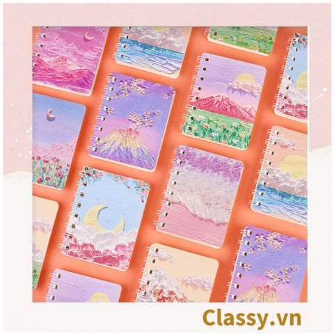  Sổ tay lò xo ghi chép A5 gáy xoắn 120 trang Classy- Giấy kẻ ngang chống lóa mắt Tập Vở Học Sinh Ghi Bài Takenote Planner họa tiết tranh sơn dầu PK1738 