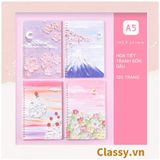  Sổ tay lò xo ghi chép A5 gáy xoắn 120 trang Classy- Giấy kẻ ngang chống lóa mắt Tập Vở Học Sinh Ghi Bài Takenote Planner họa tiết tranh sơn dầu PK1738 