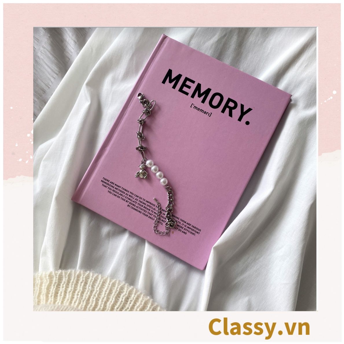  Sổ dán gáy bìa cứng - Classy Notebook ghi chép A5  100 trang bìa tối giản- Giấy kẻ ngang chống lóa mắt in chữ PK1747 