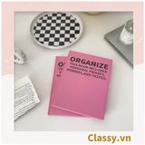  Sổ dán gáy bìa cứng - Classy Notebook ghi chép A5  100 trang bìa tối giản- Giấy kẻ ngang chống lóa mắt in chữ PK1747 