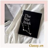  Sổ dán gáy bìa cứng - Classy Notebook ghi chép A5  100 trang bìa tối giản- Giấy kẻ ngang chống lóa mắt in chữ PK1747 