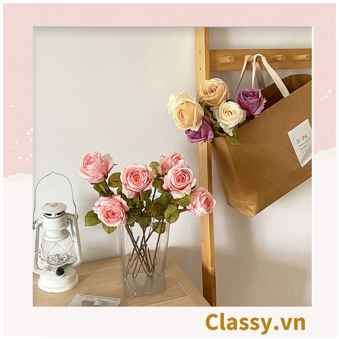  [GIAO HÀNG 7-25 NGÀY] Classy Hoa Giả - Hoa Hồng Pháp bằng Lụa cao cấp hoa lớn 10Cm,  trang trí nhà cửa, nội thất,cửa tiệm làm đạo cụ chụp hình, trang trí nhà cửa PK1757 
