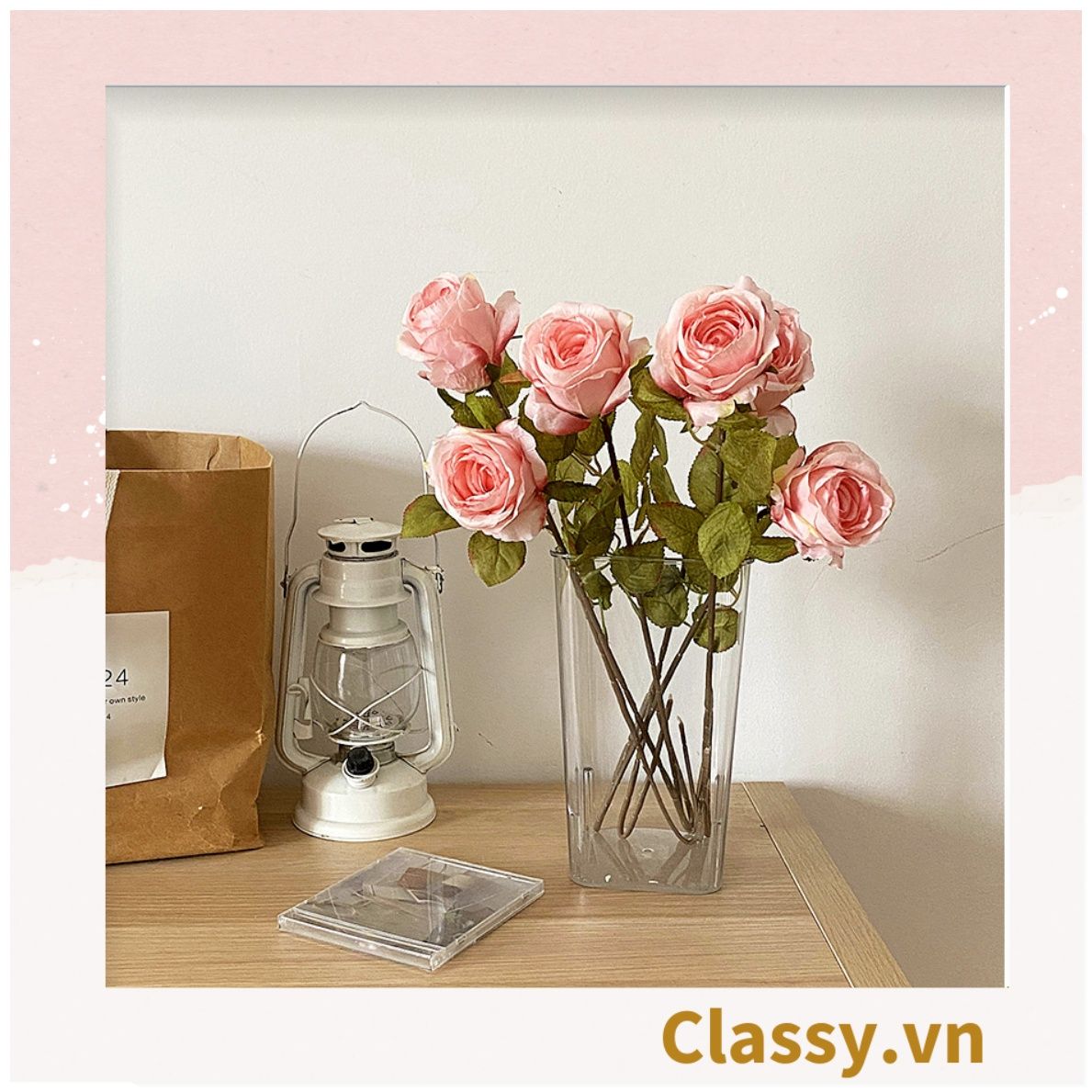  [GIAO HÀNG 7-25 NGÀY] Classy Hoa Giả - Hoa Hồng Pháp bằng Lụa cao cấp hoa lớn 10Cm,  trang trí nhà cửa, nội thất,cửa tiệm làm đạo cụ chụp hình, trang trí nhà cửa PK1757 