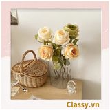  [GIAO HÀNG 7-25 NGÀY] Classy Hoa Giả - Hoa Hồng Pháp bằng Lụa cao cấp hoa lớn 10Cm,  trang trí nhà cửa, nội thất,cửa tiệm làm đạo cụ chụp hình, trang trí nhà cửa PK1757 