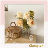  Classy Hoa Giả - Hoa Hồng Pháp bằng Lụa cao cấp hoa lớn 10Cm,  trang trí nhà cửa, nội thất,cửa tiệm làm đạo cụ chụp hình, trang trí nhà cửa PK1757 