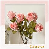  Classy Hoa Giả - Hoa Hồng Pháp bằng Lụa cao cấp hoa lớn 10Cm,  trang trí nhà cửa, nội thất,cửa tiệm làm đạo cụ chụp hình, trang trí nhà cửa PK1757 