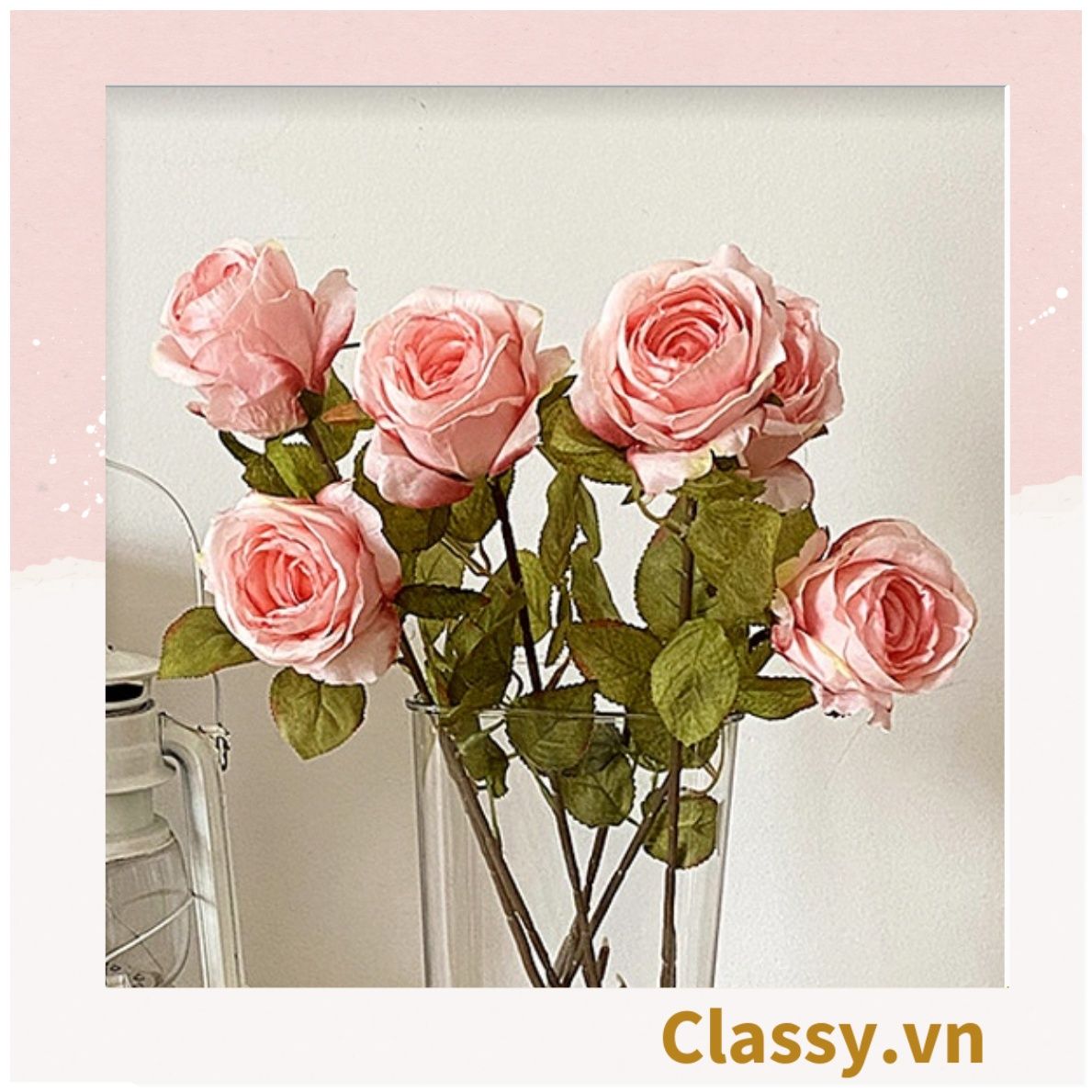  Classy Hoa Giả - Hoa Hồng Pháp bằng Lụa cao cấp hoa lớn 10Cm,  trang trí nhà cửa, nội thất,cửa tiệm làm đạo cụ chụp hình, trang trí nhà cửa PK1757 