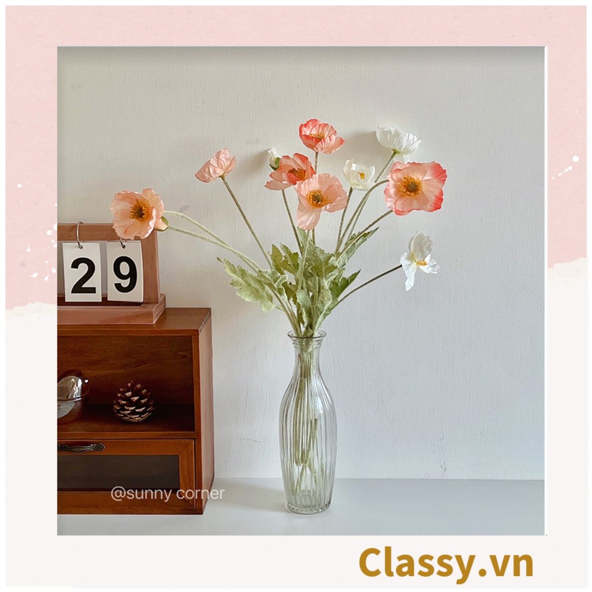  Classy Hoa Giả - Hoa anh túc  bằng Lụa cao cấp hoa lớn 60cm,  trang trí nhà cửa, nội thất,cửa tiệm làm đạo cụ chụp hình, trang trí nhà cửa PK1758 