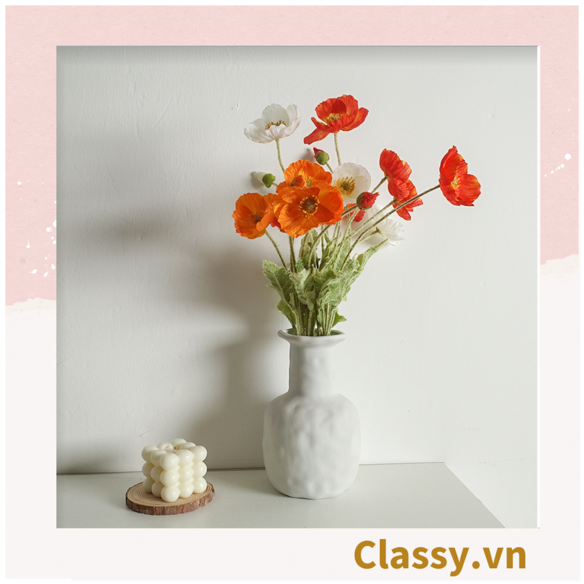  Classy Hoa Giả - Hoa anh túc  bằng Lụa cao cấp hoa lớn 60cm,  trang trí nhà cửa, nội thất,cửa tiệm làm đạo cụ chụp hình, trang trí nhà cửa PK1758 