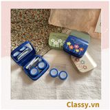  Hộp đựng kính áp tròng vintage Kèm Gương Và Nhíp họa tiết hoa nhẹ nhàng, thanh lịch PK1770 