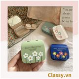  Hộp đựng kính áp tròng vintage Kèm Gương Và Nhíp họa tiết hoa nhẹ nhàng, thanh lịch PK1770 