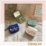  Hộp đựng kính áp tròng vintage Kèm Gương Và Nhíp họa tiết hoa nhẹ nhàng, thanh lịch PK1770 