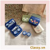  Hộp đựng kính áp tròng vintage Kèm Gương Và Nhíp họa tiết hoa nhẹ nhàng, thanh lịch PK1770 