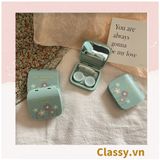  Hộp đựng kính áp tròng vintage Kèm Gương Và Nhíp họa tiết hoa nhẹ nhàng, thanh lịch PK1770 