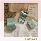  Classy Hộp đựng kính áp tròng vintage Kèm Gương Và Nhíp họa tiết hoa nhẹ nhàng, thanh lịch PK1770 