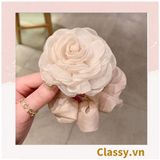 [GIAO HÀNG 7-25 NGÀY]  Dây cột tóc scrunchies gắn hoa mẫu đơn phụ kiện tóc hoa mẫu đơn to bản, nữ tính, thanh lịch dành cho nữ PK1776 