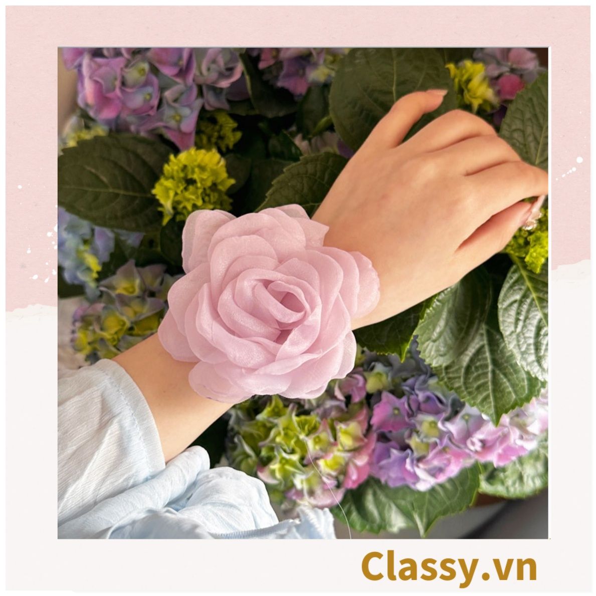  [GIAO HÀNG 7-25 NGÀY]  Dây cột tóc scrunchies gắn hoa mẫu đơn phụ kiện tóc hoa mẫu đơn to bản, nữ tính, thanh lịch dành cho nữ PK1776 