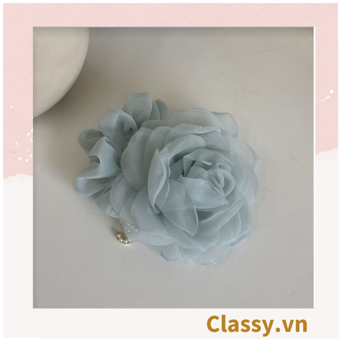  [GIAO HÀNG 7-25 NGÀY]  Dây cột tóc scrunchies gắn hoa mẫu đơn phụ kiện tóc hoa mẫu đơn to bản, nữ tính, thanh lịch dành cho nữ PK1776 