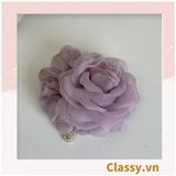  [GIAO HÀNG 7-25 NGÀY]  Dây cột tóc scrunchies gắn hoa mẫu đơn phụ kiện tóc hoa mẫu đơn to bản, nữ tính, thanh lịch dành cho nữ PK1776 