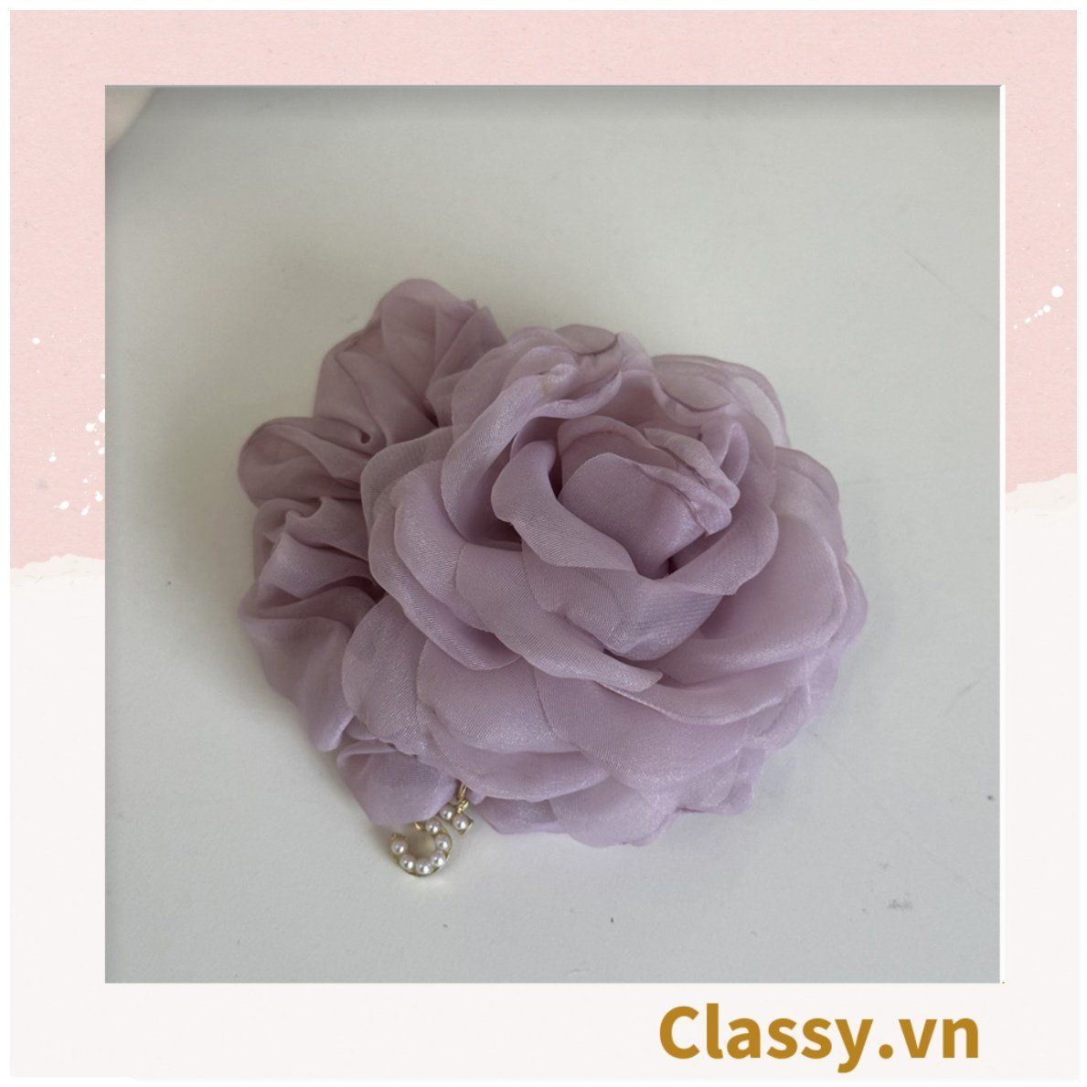  [GIAO HÀNG 7-25 NGÀY]  Dây cột tóc scrunchies gắn hoa mẫu đơn phụ kiện tóc hoa mẫu đơn to bản, nữ tính, thanh lịch dành cho nữ PK1776 